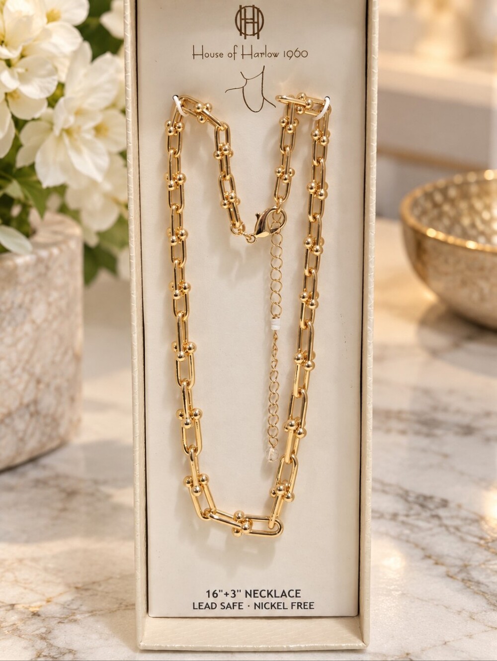 ✨ House of Harlow 1960 Gold-Tone U-Link Necklace — New in Box